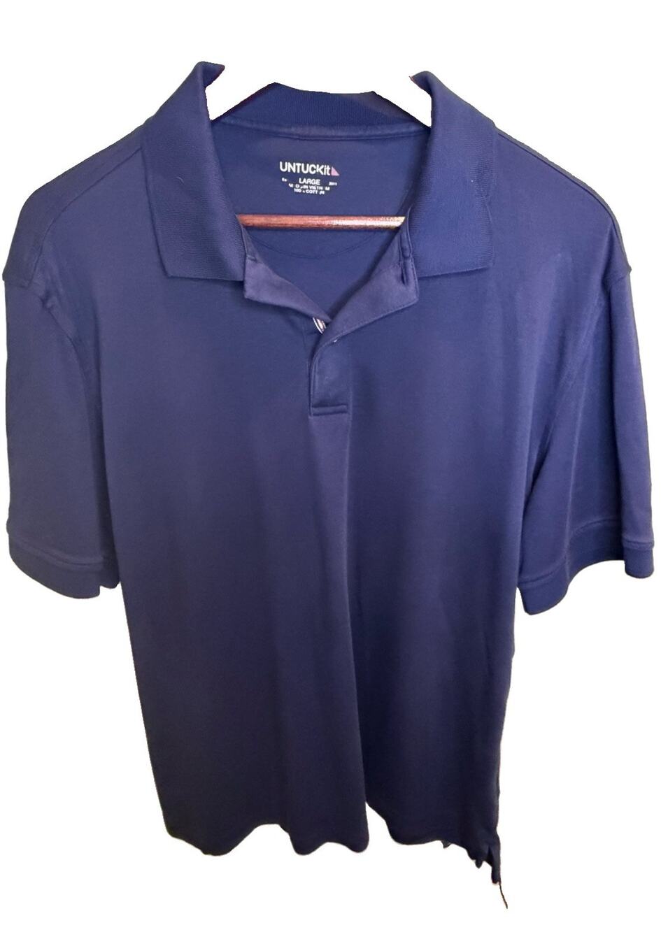 UNTUCKit Men’s Large Navy Blue Polo Shirt 100% Cotton Short Sleeve